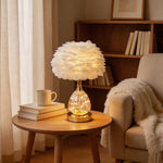 Aurelia Feather Table Lamp – Nordic Minimalist Bedside Lighting with Soft Warm Glow