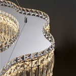 Modern Crystal Chandelier with LED Lighting, Stainless Steel Frame, Dimmable