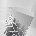 Modern White Outdoor Bollard Light with Hollow Pattern, IP65 Waterproof LED Landscape Lighting