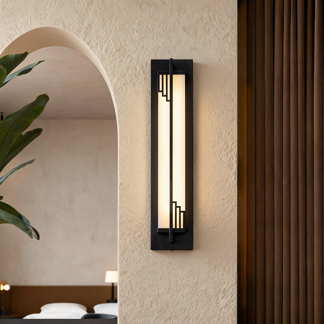Full Copper Linear Wall Sconce with Natural Marble Shade