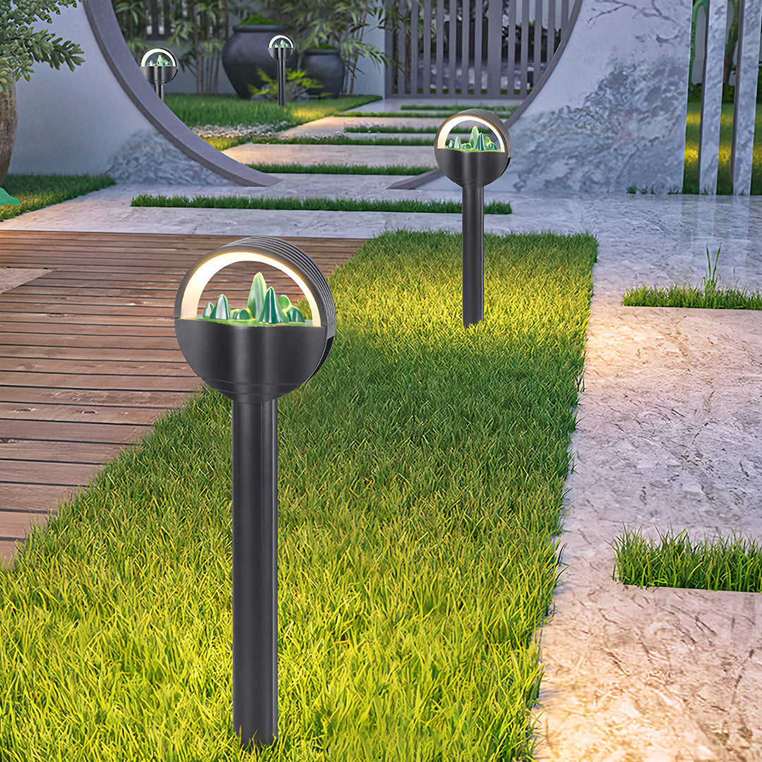 Lumina Frosted Globe Pathway Light — Modern Aluminum LED Bollard for Garden Walkways