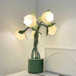 Vintage Green Floral Table Lamp with Flexible Stems, 5-Head Designer Desk Light