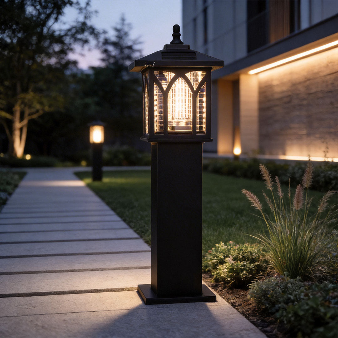 Solar Bollard Light with Mosquito Repellent, Modern Outdoor Pathway Lamp