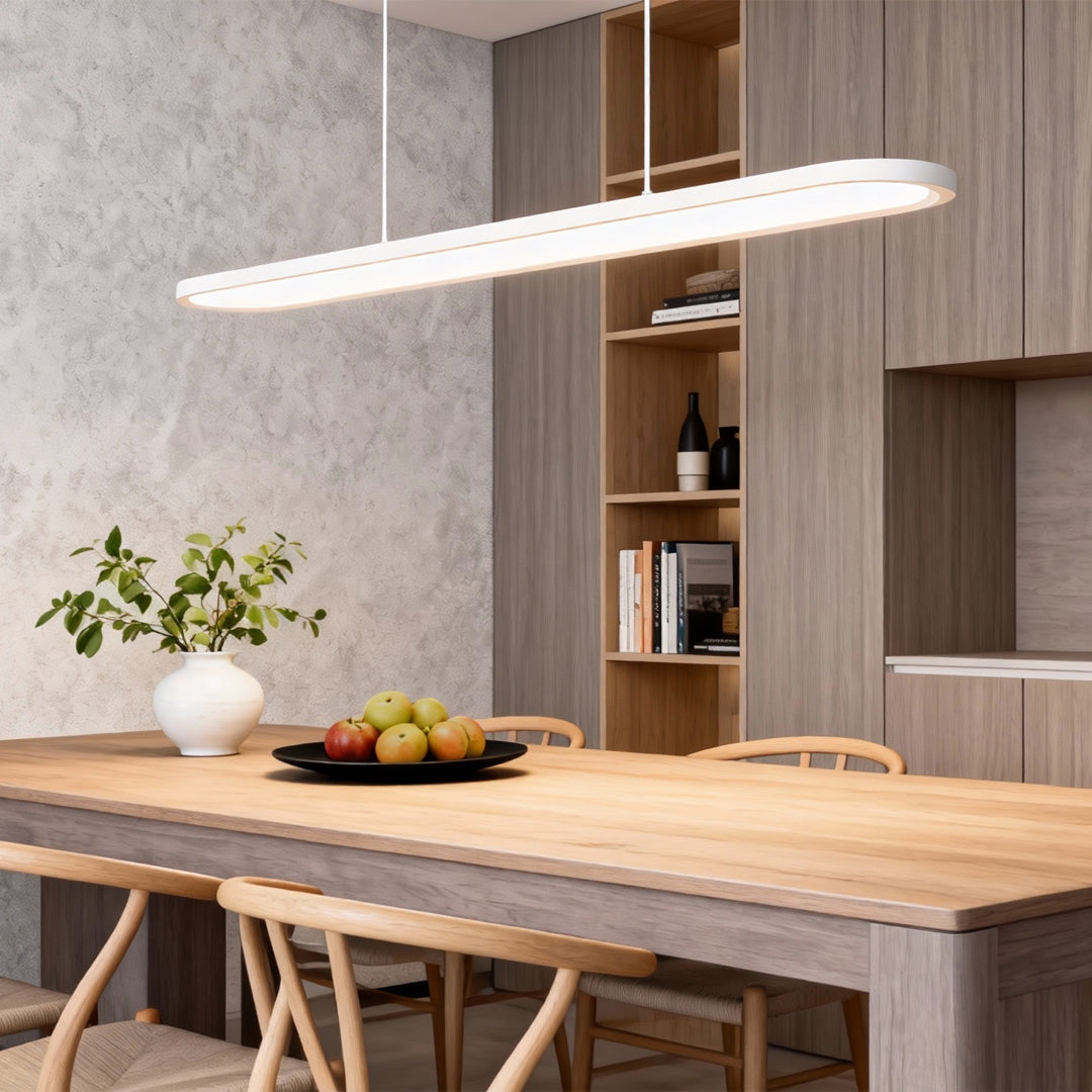 Modern Oval LED Pendant Light in Black, White, or Coffee