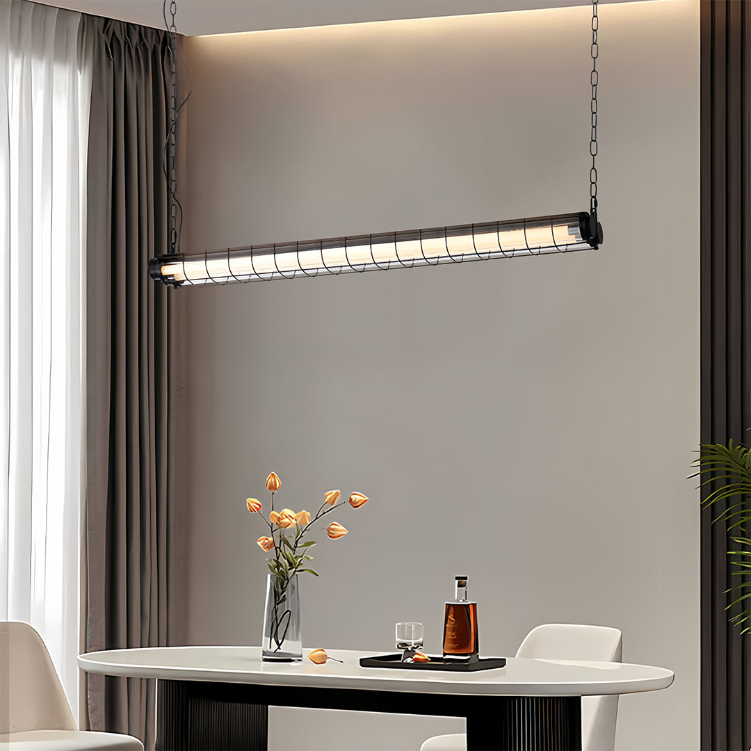 Linear LED Pendant Light with Vintage Industrial Design