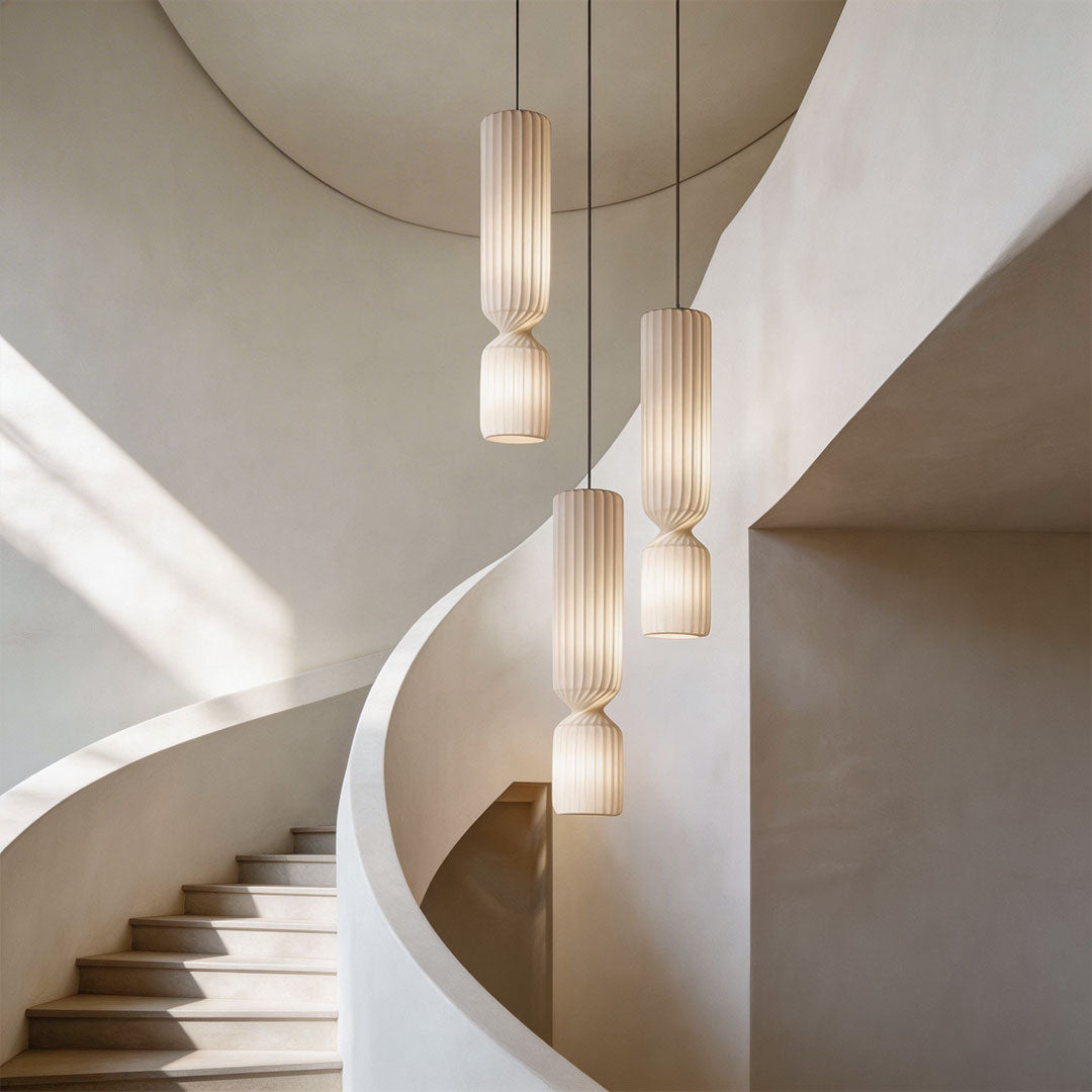 Cylinder Silk Pendant Light with Wabi-Sabi Elegance
