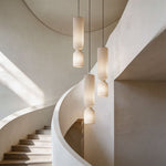 Cylinder Silk Pendant Light with Wabi-Sabi Elegance