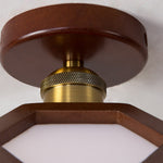 Lotus Wood Semi Flush Mount Ceiling Light in Natural Oak or Walnut