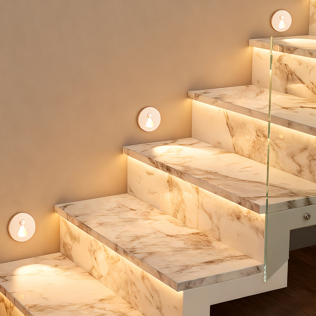 Round Flush Mount LED Step Light with Motion Sensor for Modern Staircases