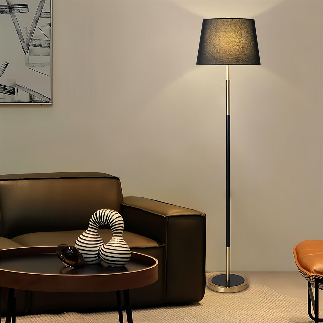 Wrought Iron Floor Lamp with Fabric Shade – Vintage Country Style