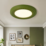 French Retro Flush Mount Ceiling Light with Carved Resin and Acrylic Shade