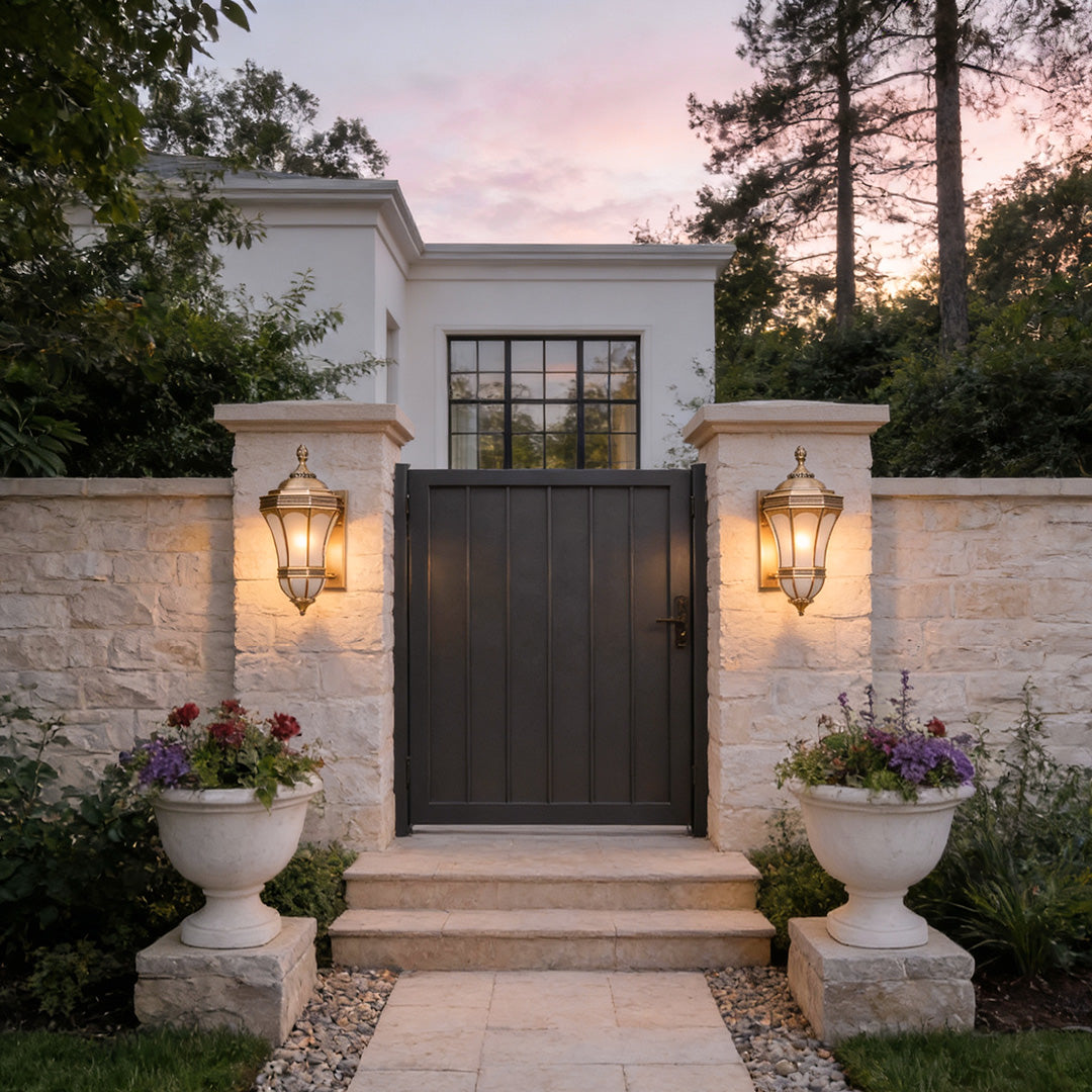 Solid Copper Vintage Outdoor Wall Sconce with Clear Glass Shade