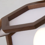 Lotus Wood Semi Flush Mount Ceiling Light in Natural Oak or Walnut