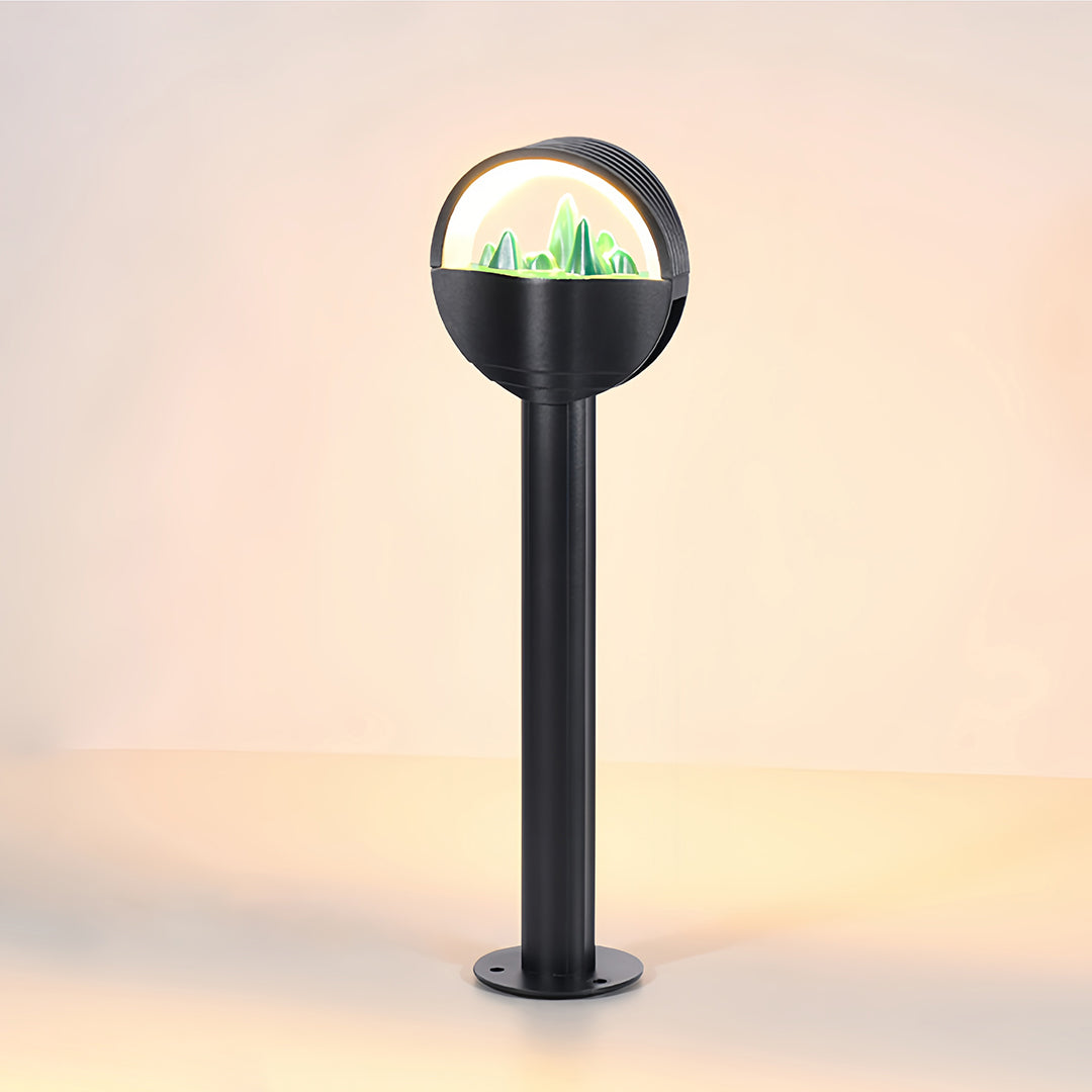 Lumina Frosted Globe Pathway Light — Modern Aluminum LED Bollard for Garden Walkways