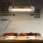 Linear Industrial Pendant Light with Glass Shade, Adjustable Chain