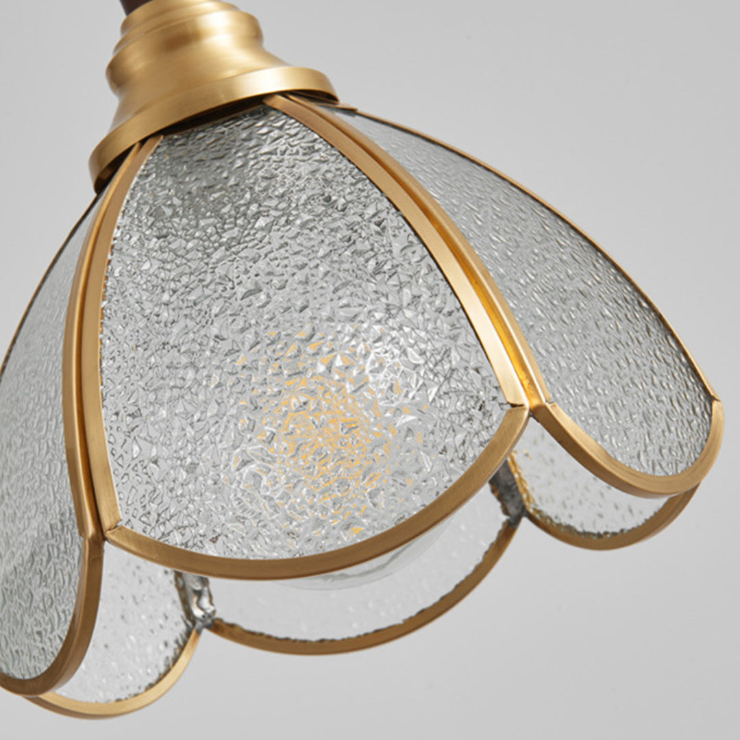 Ripple Glass Pendant Light in Copper Finish with Adjustable Hanging