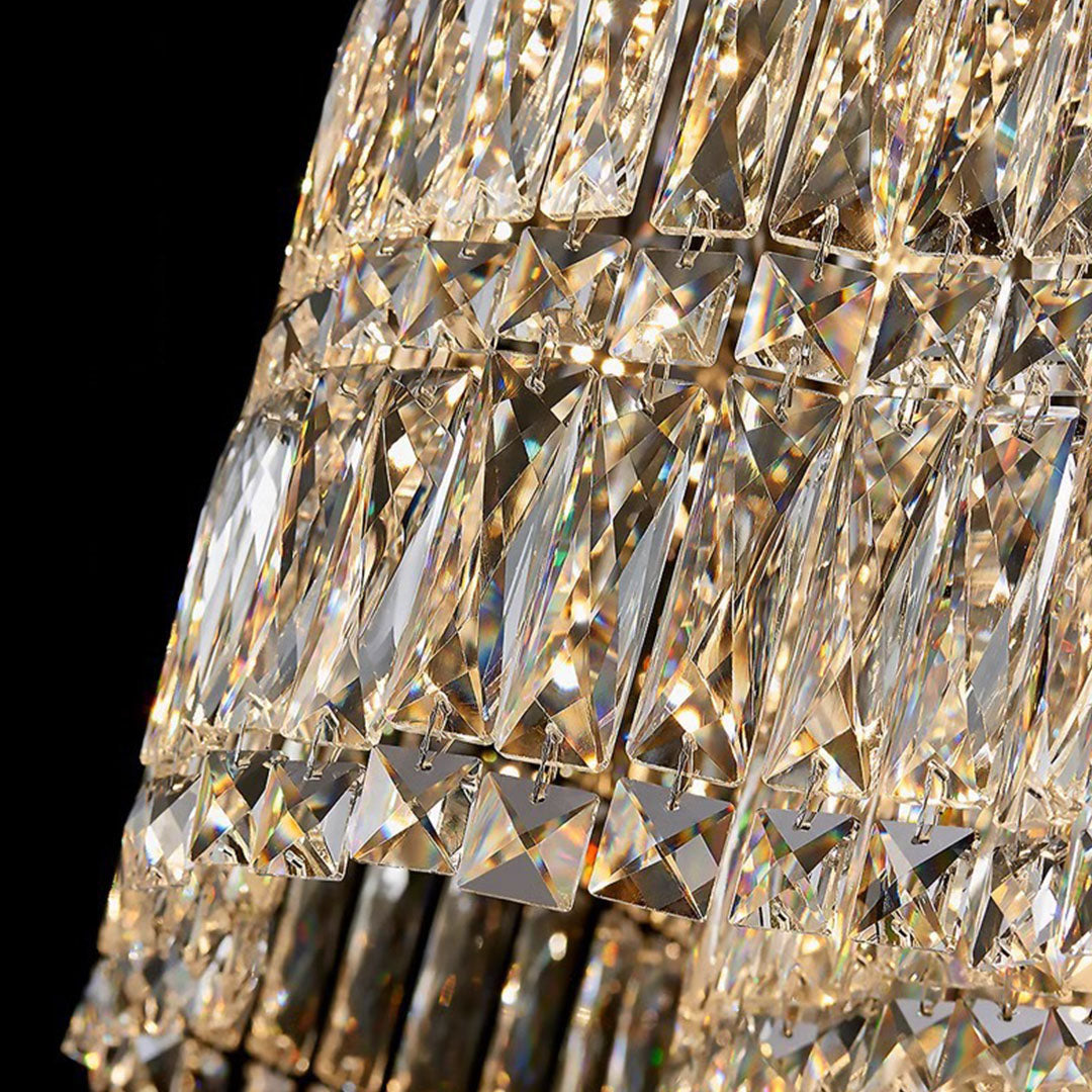 Modern Crystal Chandelier with LED Lighting, Stainless Steel Frame, Dimmable