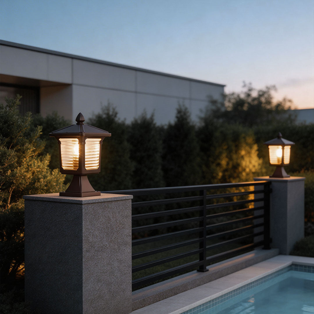Modern Pillar Lights for Gate – Minimalist Outdoor Post Lighting in Black