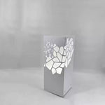 Modern White Outdoor Bollard Light with Hollow Pattern, IP65 Waterproof LED Landscape Lighting
