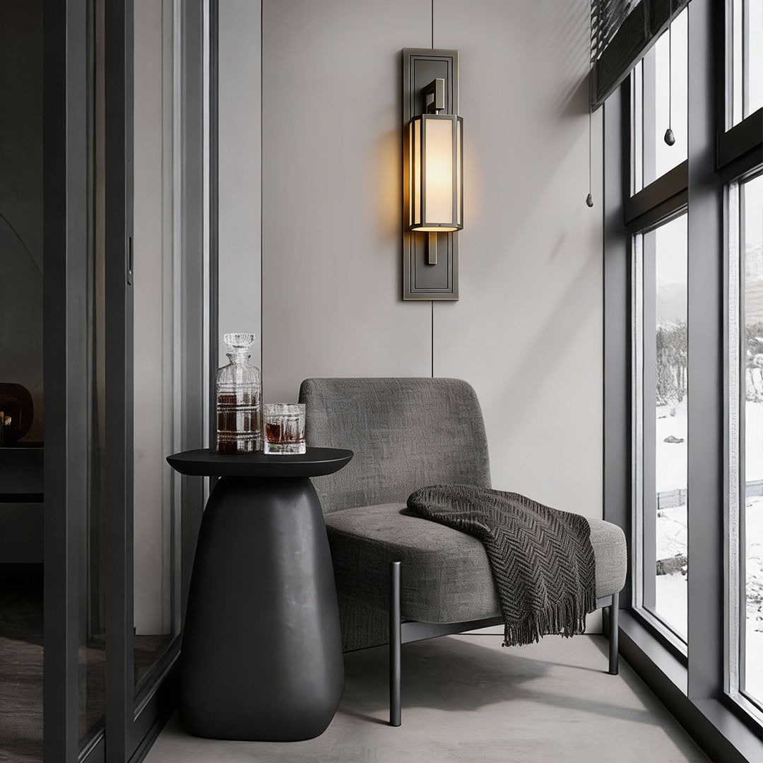 Aurelia Black Brass Wall Sconce with Marble Accent – Modern Retro LED Lighting