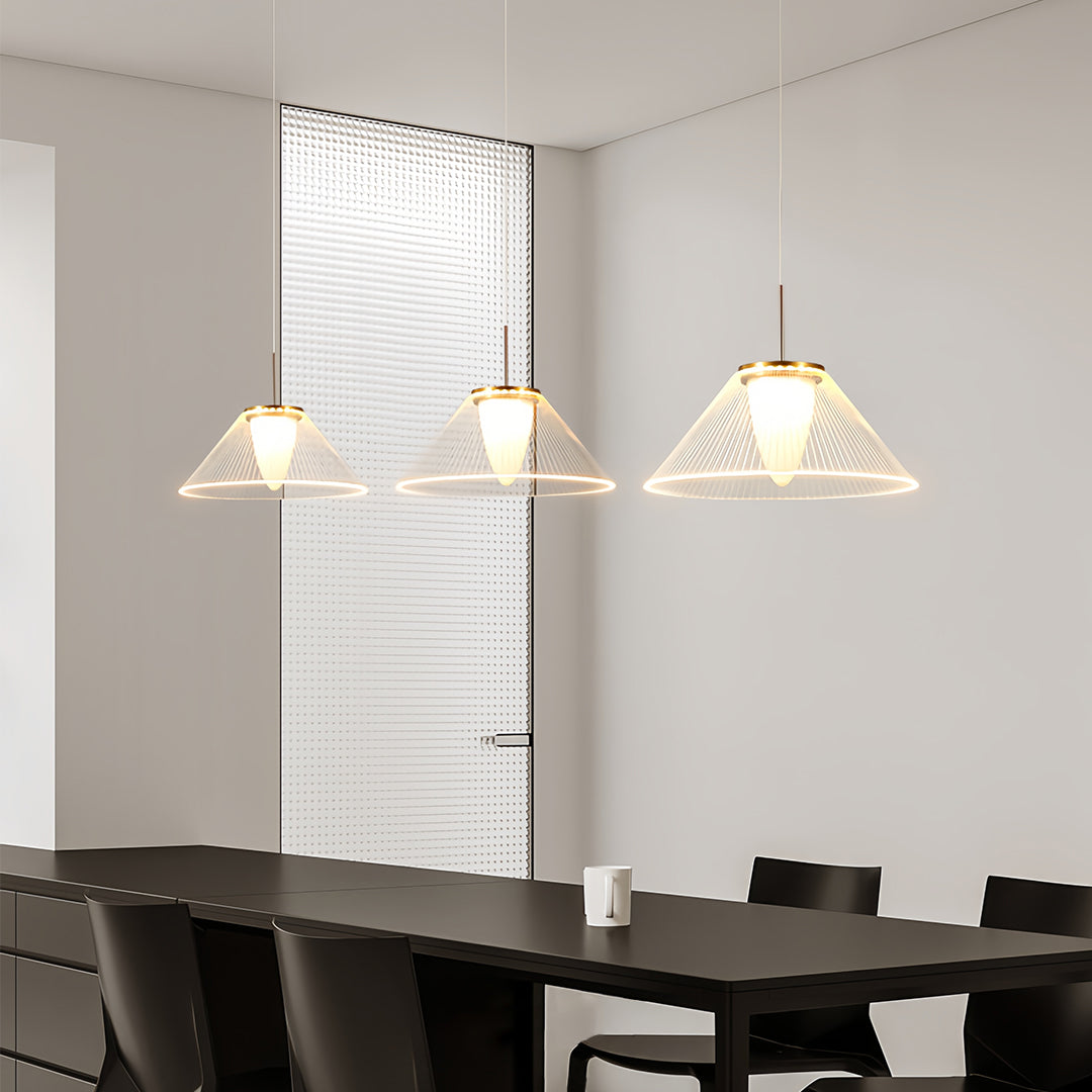 Spectrum Clear Glass Pendant Light for Kitchen Island, Modern LED Hanging Lamp