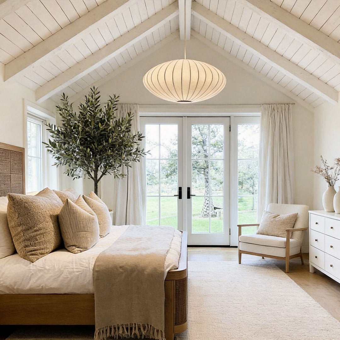 French Silk LED Pendant Light with Adjustable Cord for Modern Interiors