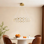 Aurelia Round Glass LED Chandelier for Modern Kitchen Island