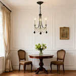 Pearl Crystal Chandelier in Black Iron – Artistic Ceiling Light for Elegant Interiors