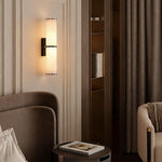Modern Copper Cylinder Wall Sconce with Cloud Stone Shade