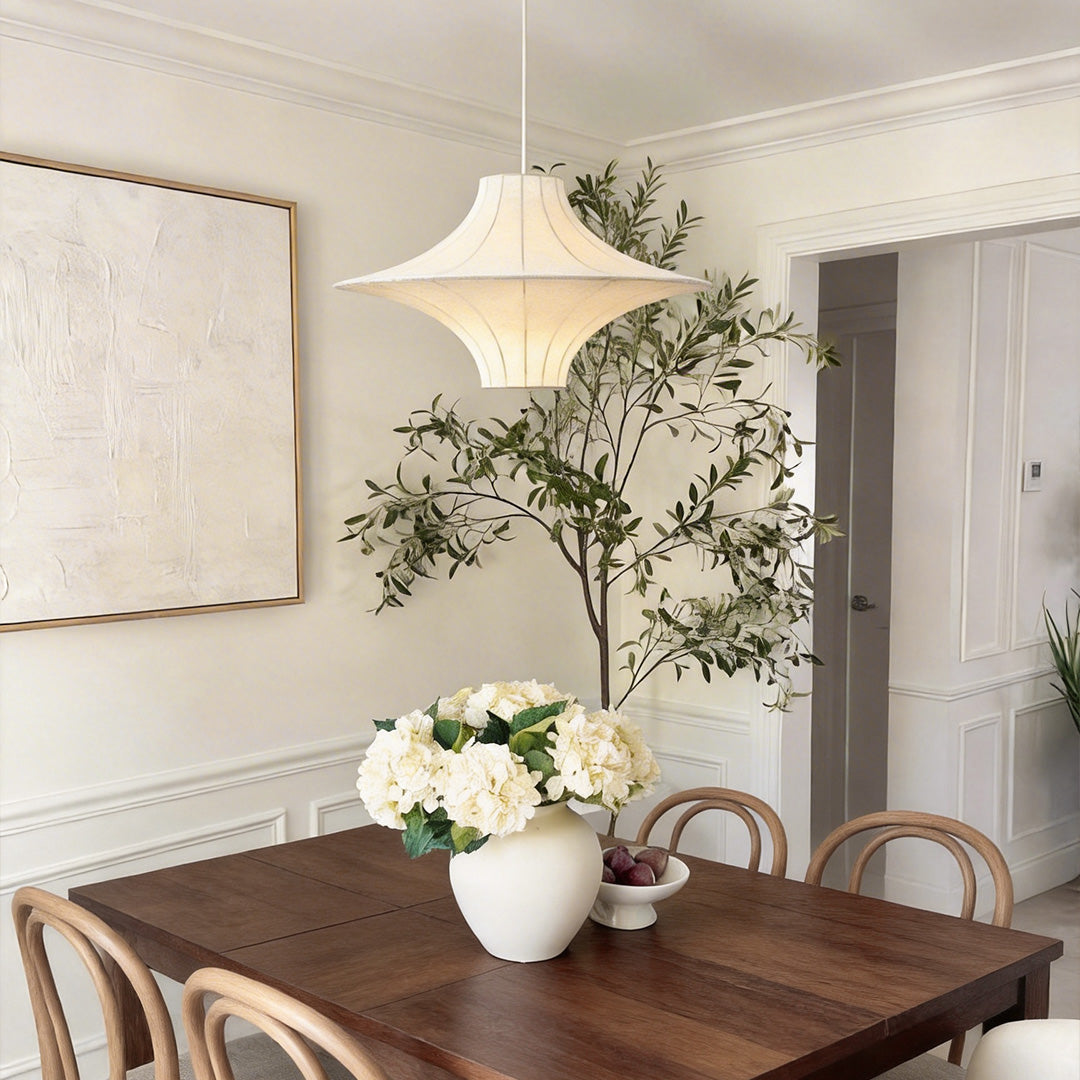 Silk Ambient Pendant Light with Adjustable Drop, Modern Japanese Style Ceiling Lamp