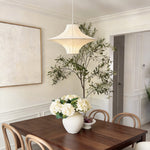 Silk Ambient Pendant Light with Adjustable Drop, Modern Japanese Style Ceiling Lamp
