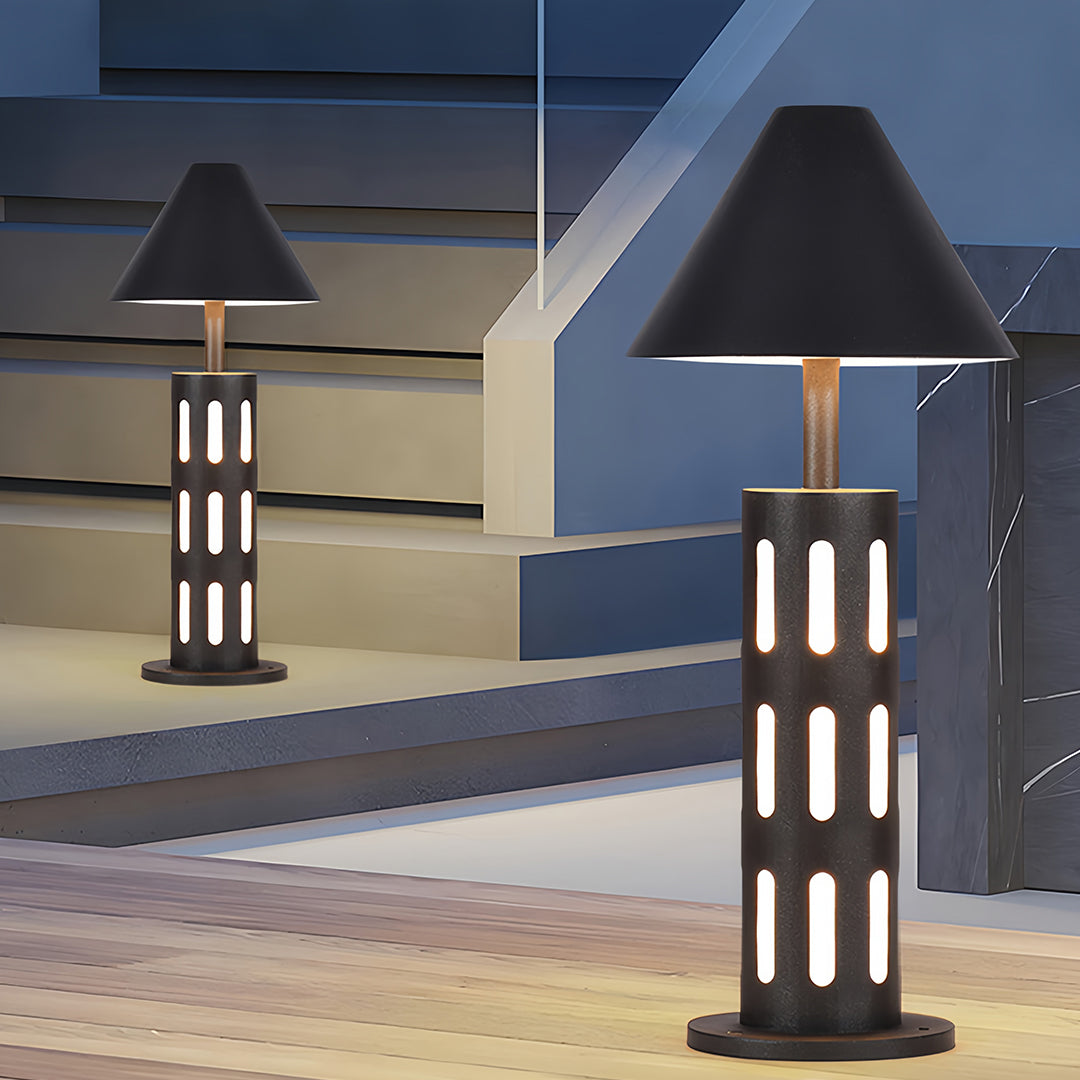 Industrial Perforated Cylindrical Bollard Light for Pathways