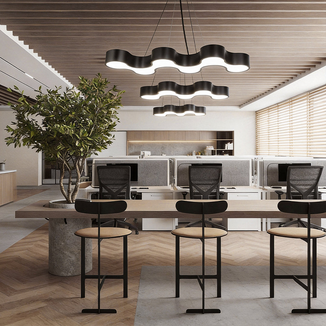 Modern S-Shaped Coral LED Chandelier in Black Iron for Dining & Living Spaces