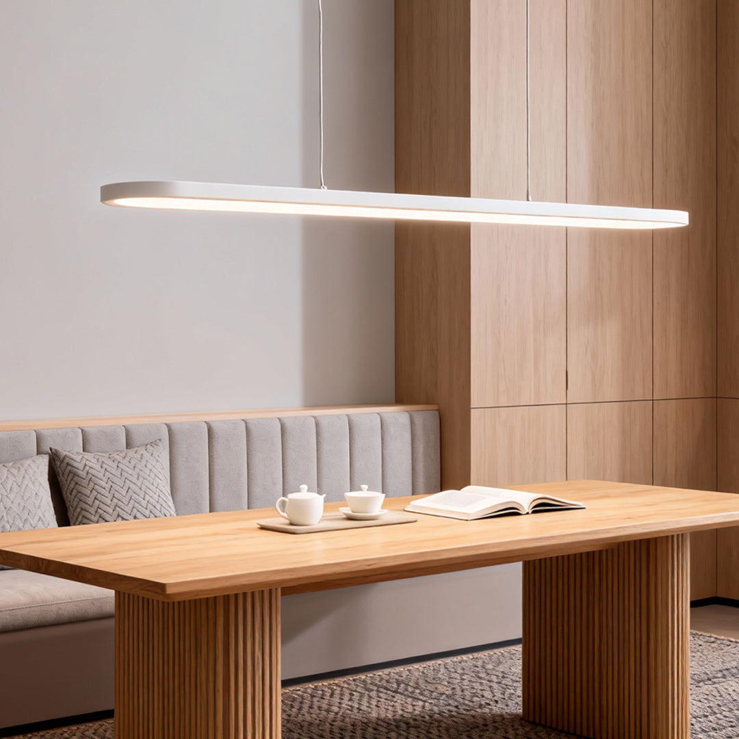 Modern Oval LED Pendant Light in Black, White, or Coffee