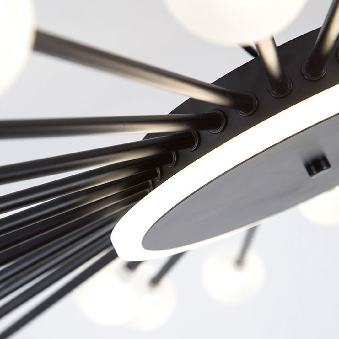 Lumière Flush Mount Ceiling Light in Glass and Iron, Modern Sputnik Design