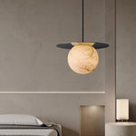 Marble Ball Pendant Light with Brass Accent – Nordic Modern Hanging Lamp