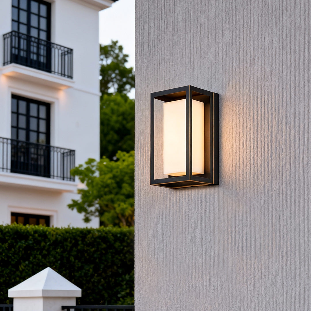 Aurelia Brass LED Outdoor Wall Sconce with Marble Accent