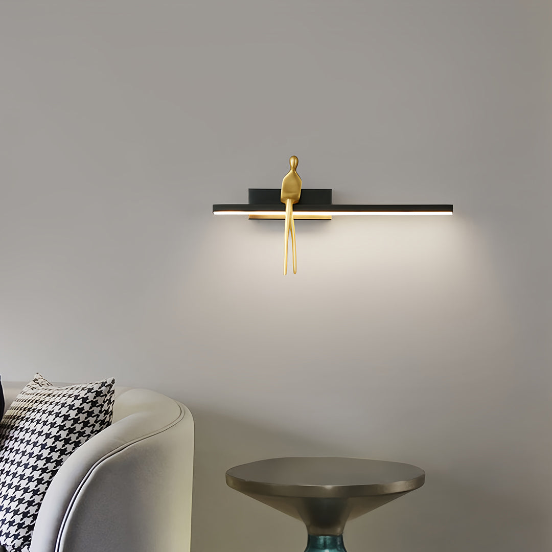 Italian Minimalist Brass LED Wall Sconce with Acrylic Diffuser