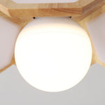 Lotus Wood Semi Flush Mount Ceiling Light in Natural Oak or Walnut