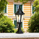 Outdoor Pillar Column Light with Clear Glass Shade in Sand-Black Aluminum