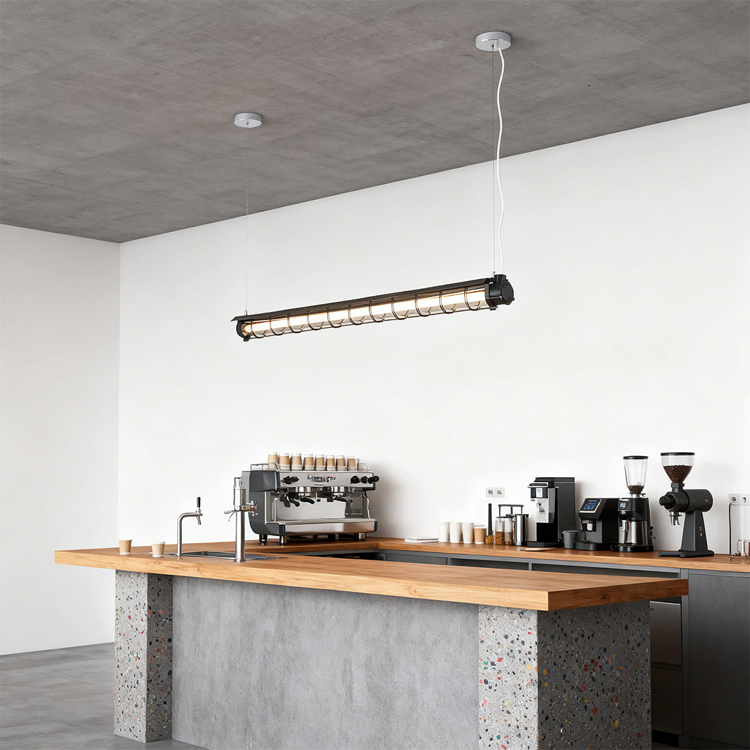 Linear LED Pendant Light with Vintage Industrial Design