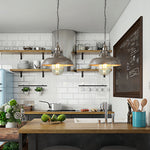 Industrial Glass Pendant Light with Adjustable Chain, Vintage Aluminum Ceiling Lamp