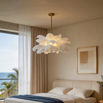 Aurelia Feather Semi Flush Ceiling Light in White