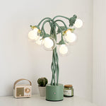 Verdant French Floral Table Lamp with Seven Hand-Bent Iron Branches