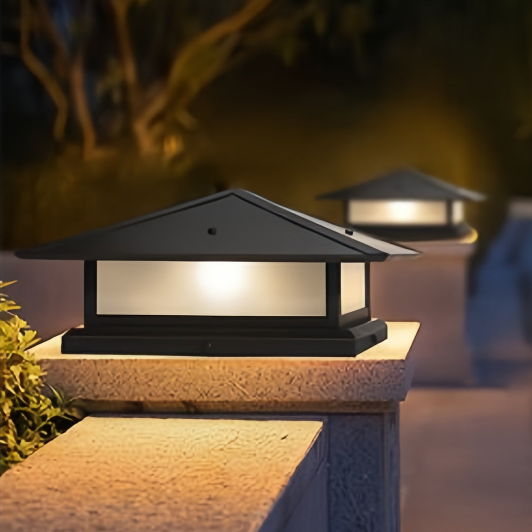 Modern Black Outdoor Pillar Lights – Waterproof Pagoda Garden Post Lighting