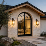 European Retro Outdoor Wall Sconce in Copper with Clear Glass Shade