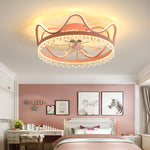 Modern Flush Mount Ceiling Fan with Dimmable LED Light and Remote