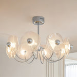 Aurora Acrylic LED Chandelier with Chrome Accents, Modern Multi-Head Pendant Light