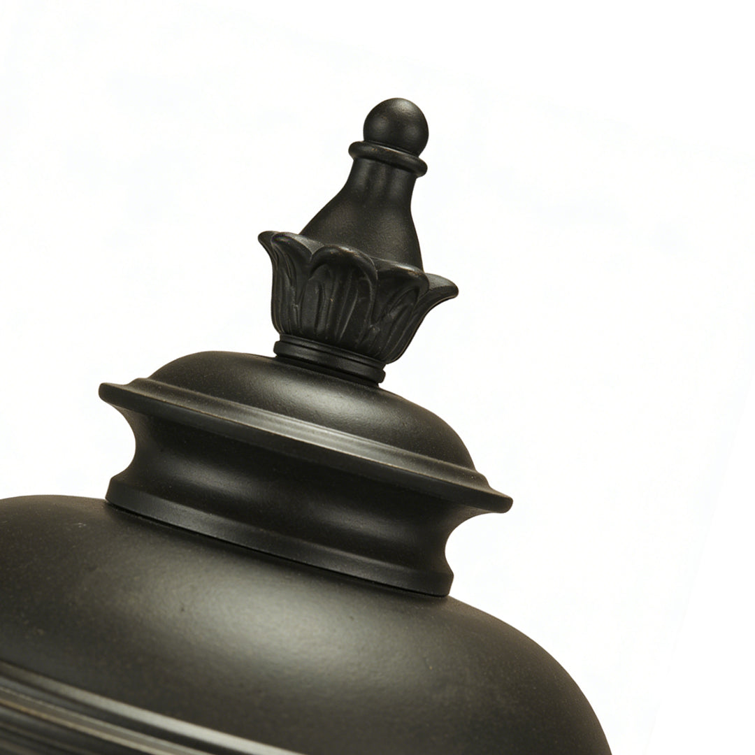 European Classic Outdoor Pillar Gate Light in Sand-Black Aluminum