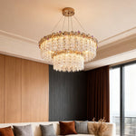 Crystal & Gold Layered Lighting Suite with Recessed Accents